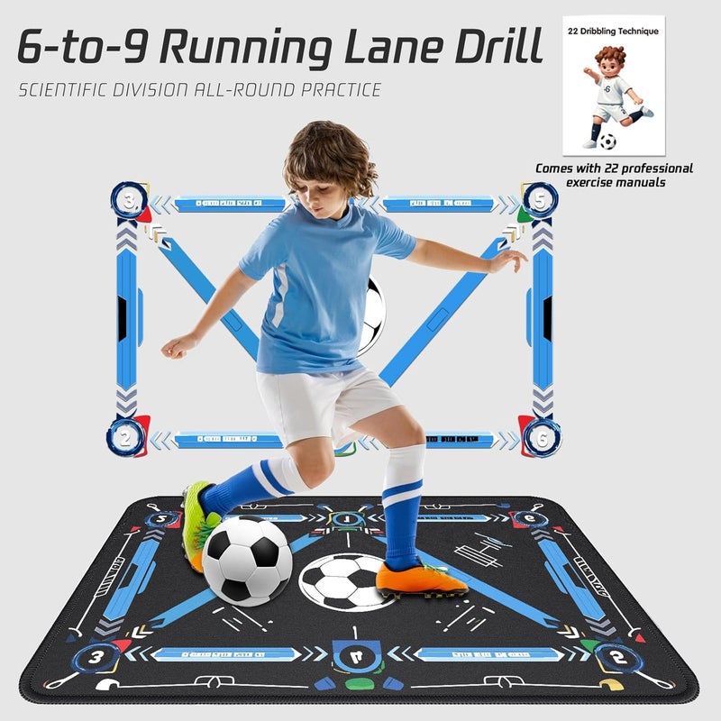 2F22E Soccer Training Mat with Silent Shock Absorption and Non-Slip Base for Footwork Training and Ball Mastery(Belt Version) - Image 2